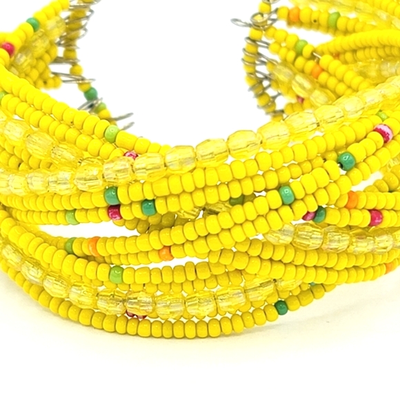 Wire Wrap Seed Bead Woven Braided Wide Cuff Bracelet Vintage - Picture 4 of 8